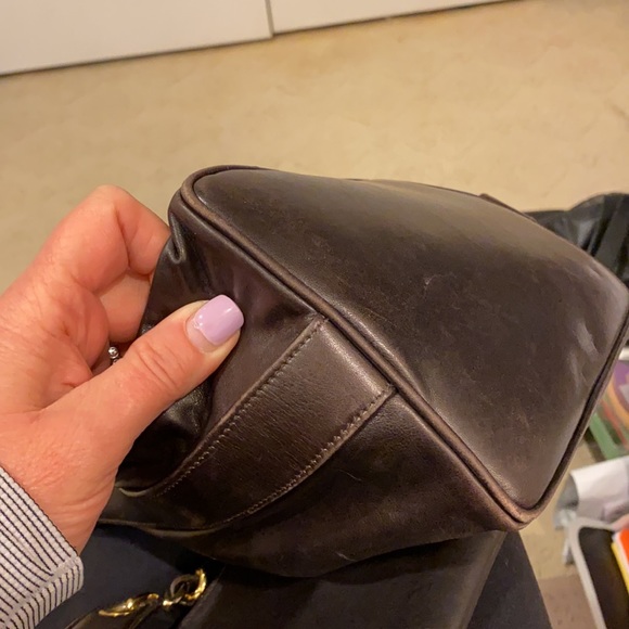 Chanel Vintage Brown Calfskin CC Chain Drawstring small Bucket Bag. - Picture 8 of 10